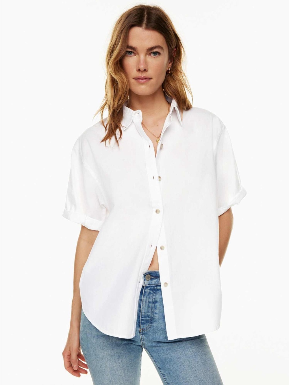Aritzia Denim Forum The Jane Shirt White sz Small Button Up